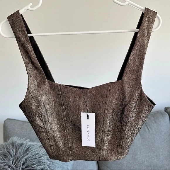 Dynamite Lurex Cropped Corset Top - Picture 5 of 9